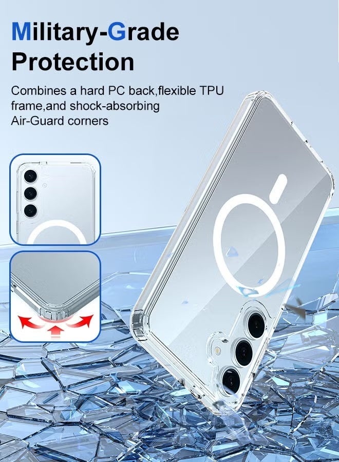 بشكل مختصر حافظة سامسونج جالاكسي S25 S25 FE 5G 2025، غطاء مغناطيسي متوافق مع MagSafe، غطاء خلفي صلب ونحيف مقاوم للصدمات، يدعم الشحن اللاسلكي - Image 5